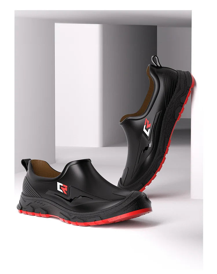 New Short-tube Rain Boots for Men Non-slip and Wear-resistant Fishing Water Shoes Plus Velvet Rubber Shoes Waterproof Rain Boots - Sun Studio