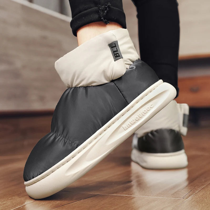 Outdoor Plush Warm Men's Snow Boots Winter Couple Cotton Shoes Down Non-Slip Waterproof Fashion Kids Shoes Slip on Soft Sneakers - Sun Studio