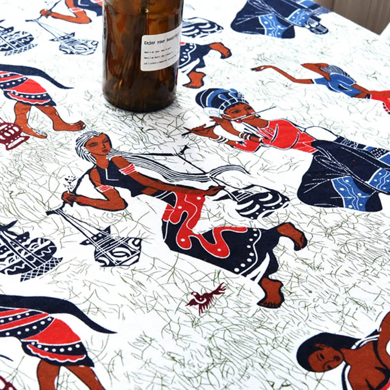 Bohemian Fabric Ethnic Vintage Retro Boho Printed Cotton Linen Home Decor Upholstery Textile