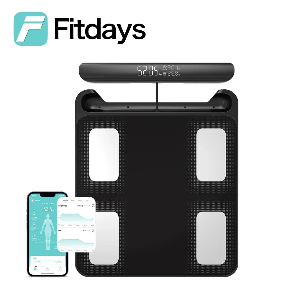Fitdays Smart 8 Electrodes Body Fat Weight Scale, Human Bioimpedance Scale, Body Composition Scale - Sun Studio