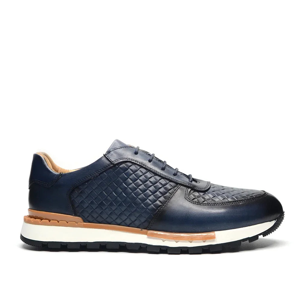 4 Colors Genuine Leather Man Luxury Sneakers Plaid Weave Pattern Lace-up Men Casual White Oxford Shoes Deals Spring Autumn 2024