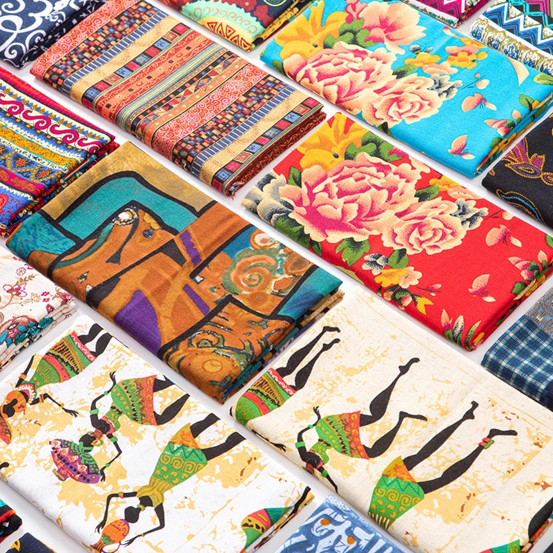 Bohemian Fabric Ethnic Vintage Retro Boho Printed Cotton Linen Home Decor Upholstery Textile - Sun Studio