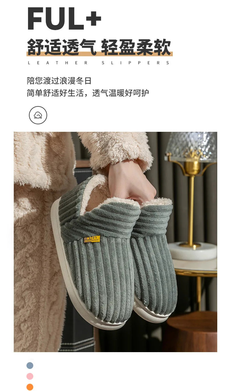 Asgard Men Plush Platform Slippers Winter Warm Outdoor Antiskid Fluffy Soft Cotton Boot Indoor Fashion Cozy Furry Flat Home Shoe - Sun Studio