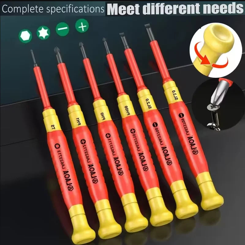 LAOA 1pc Insulated Precision Screwdriver SL1.0-3.0 aCross Small Size Screwdriver to Remove Watches Cell Phone NotebookT5-T10 - Sun Studio