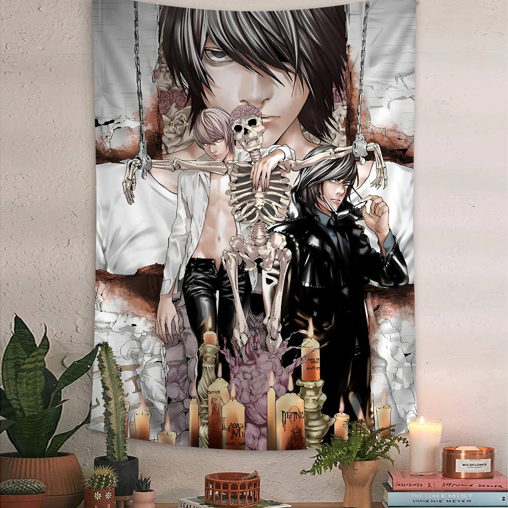 VIKAMA Death Note Anime Tapestry L Character Dessert Theme Study Wall Hanging Room Decor Home Decor - Sun Studio