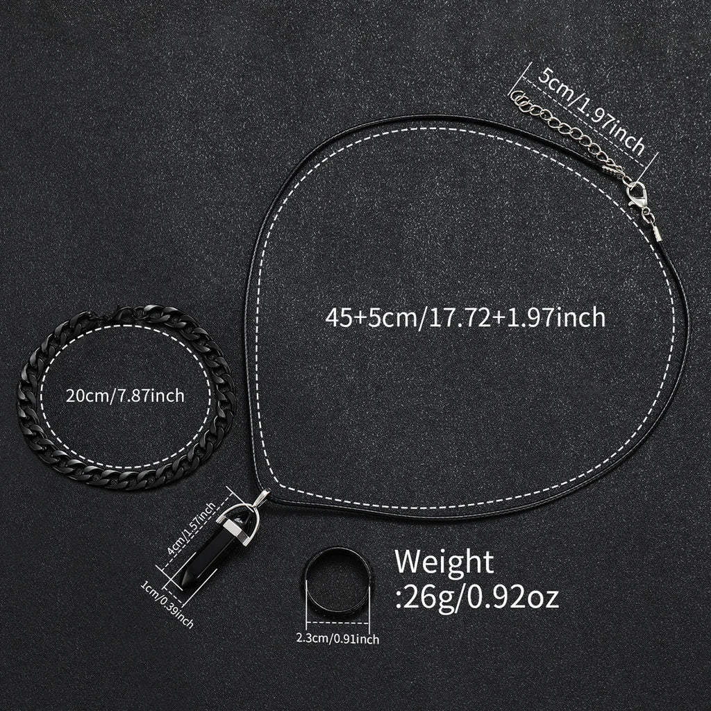 4PCS Fashion Men Business Watches Jewelry Set Casual Arabic Dial Male Leather Strap Quartz Wristwatch Reloj Hombre (Without Box) - Sun Studio