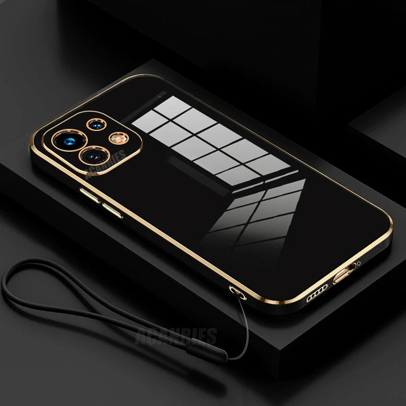 Xiaomi11lite Luxury Plating Silicone Case On For Xiaomi Mi 11 Lite 5g Ne Mi11lite 4g Lanyard Shockproof Back Cover Mi11t 11t Pro - Sun Studio