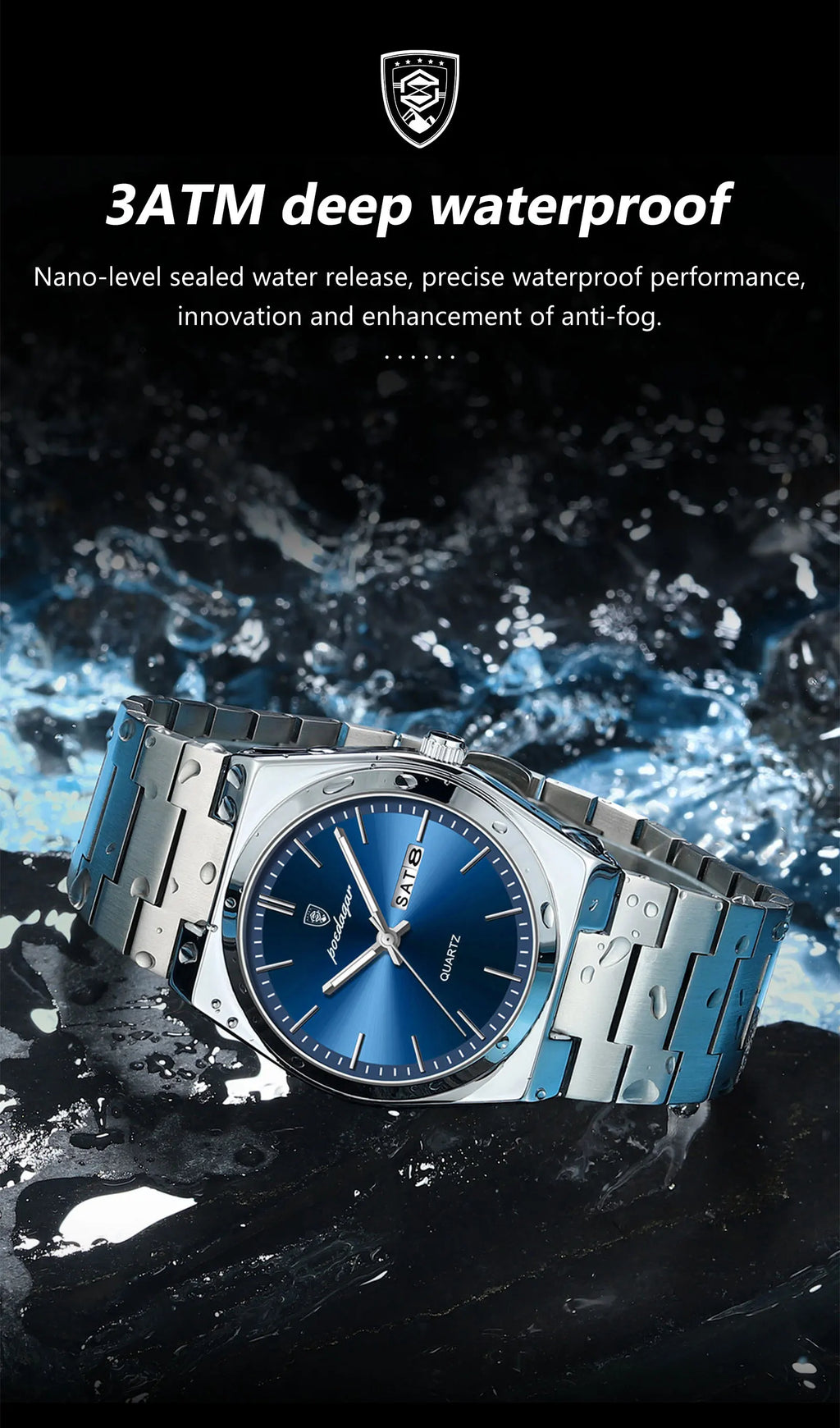 POEDAGAR Luxury Watch For Man Waterproof Luminous Date Week Stainless Steel Men Watch Casual Quartz Men's Watches Male Clock+box - Sun Studio