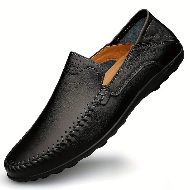 CLOHOO Men's Business Casual Shoes Leather Stitching Comfortable Breathable Rubber Bottom Second Layer Cowhide - Sun Studio