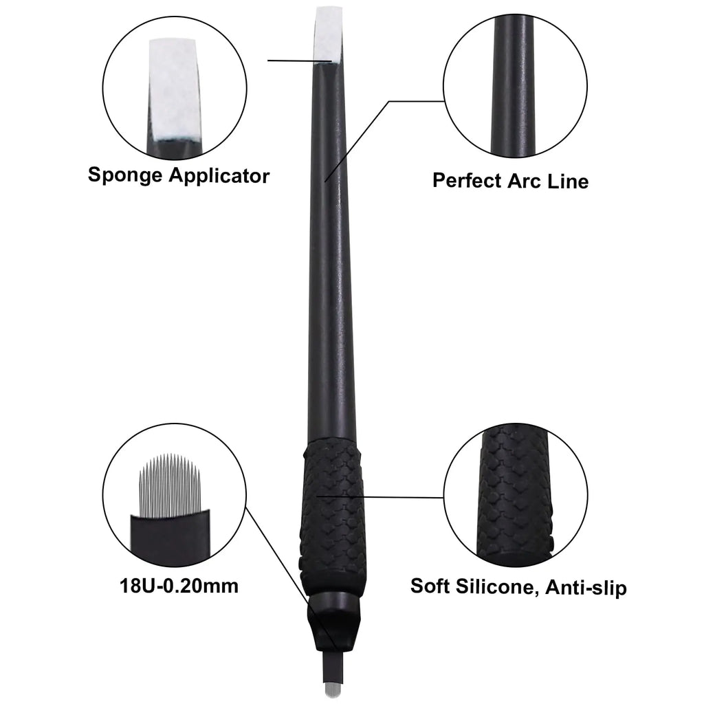 10/50Pcs Disposable Microblading Pen 0.15/0.18mm 18U Sterilized Permanent Makeup Eyebrow Tattoo Pen with U Blades - Sun Studio