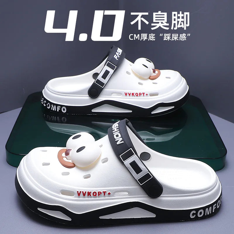 Summer new trend hole shoes outside wear cartoon fashion home home couples non-slip hole sandals beach Baotou slippers men's