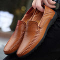 New autumn men leather shoes Fashion Leather High Quality footwear British style male casual flat Comfortable light sneakers - Sun Studio