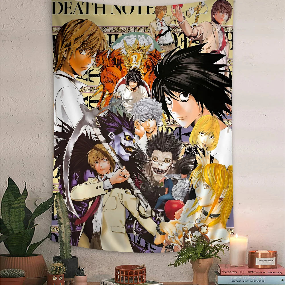 VIKAMA Death Note Anime Tapestry L Character Dessert Theme Study Wall Hanging Room Decor Home Decor - Sun Studio