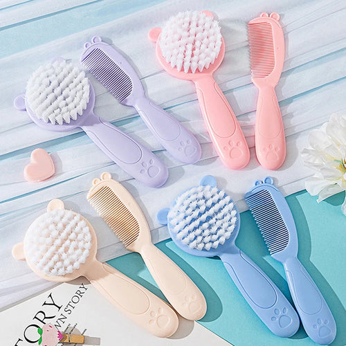 2 Pcs/Set Cute Kids Baby Small Hair Brush And Comb Set For Newborns & Toddlers Baby Brush Soft Bristles Baby Hair Care Gift - Sun Studio
