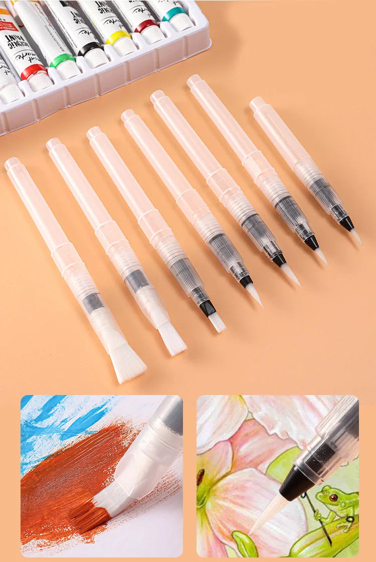 3/7pcs Watercolor Brush Set Soft Water Coloring Pen Paint Brushes For Beginner Art Drawing  Painting - Sun Studio