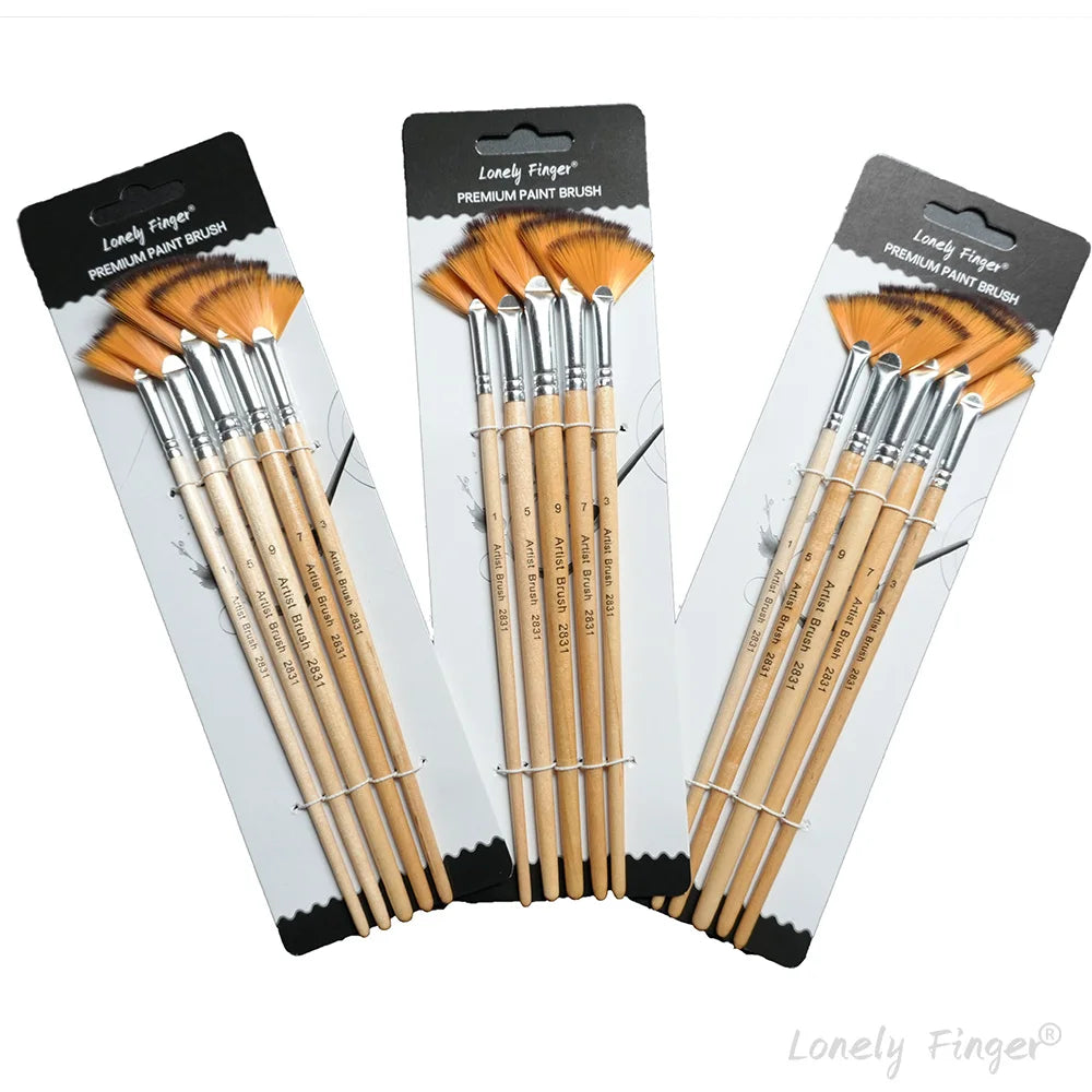 5/15/25pcs Fan Paint Brushes, Oil Acrylic Paint Brushes Nylon Hair Watercolor Fan Artist Brushes for Acrylic Watercolor Painting - Sun Studio
