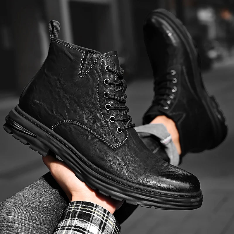 British Style Men's Interview Formal Boots High-end Business Short Boots Men's Winter Ankle Boots Trend High Top Shoes - Sun Studio