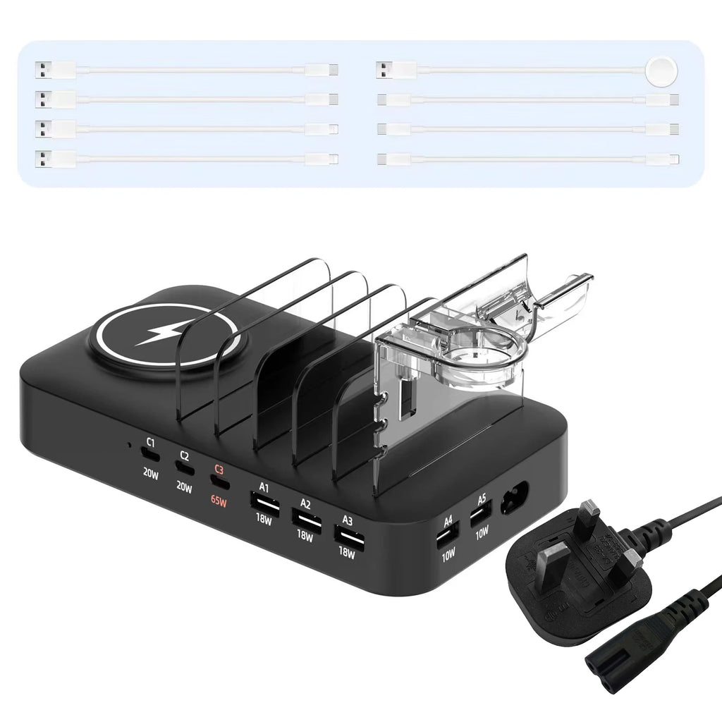 Multifunctional Charger 9in1 Wireless Charger For Mobile Phones Watches Headphones Multi Port Charger Fast Charger - Sun Studio