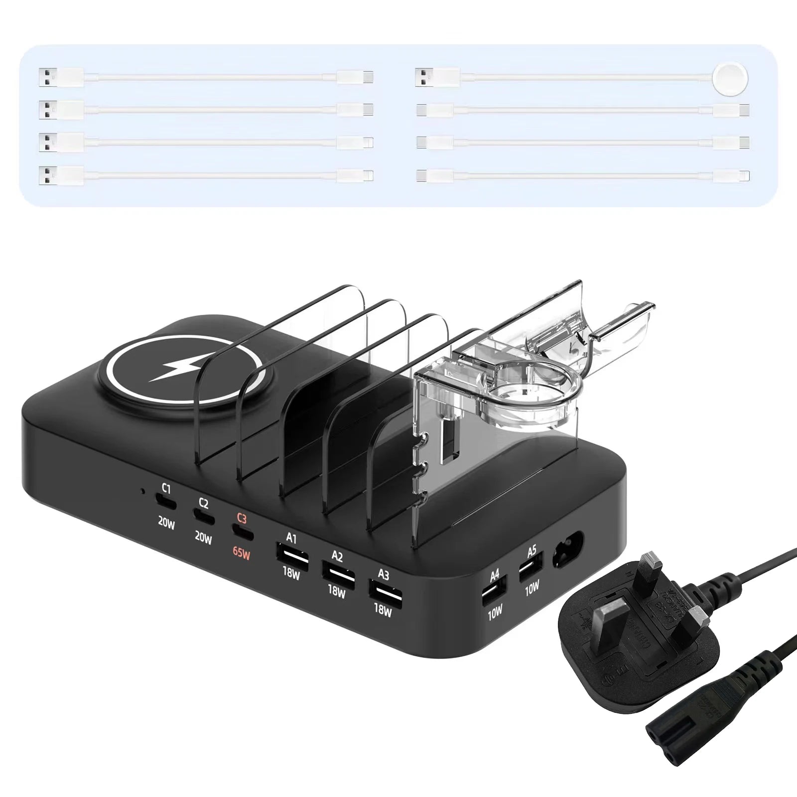 Multifunctional Charger 9in1 Wireless Charger For Mobile Phones Watches Headphones Multi Port Charger Fast Charger - Sun Studio