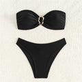 Black Bandeau Bikinis Sets Micro Thong Metal Ring Sexy Swimsuit Women 2026 New Back Knotted Swimwear Bathing Suit Bikini Damen - Sun Studio