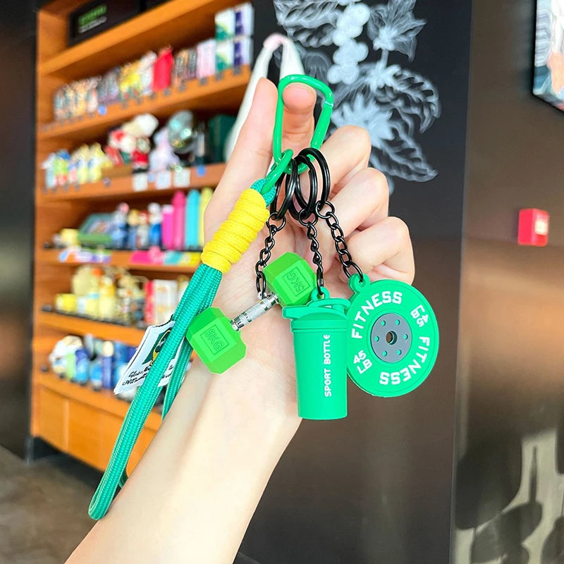 Fitness Keychain Gym Lovers Fitness Enthusiast Gift Barbell Dumbbell Keychain Fitness Bag backpack Charms - Sun Studio