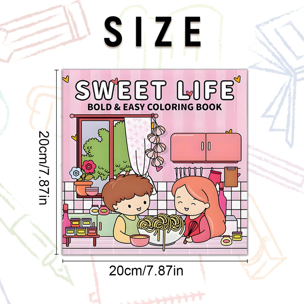 Deluxe Couples Coloring Book for Adults - 24 Thick Pages, 7.8x7.8 Inch, Unique Original Designs for Relaxation and Sweet Moments - Sun Studio