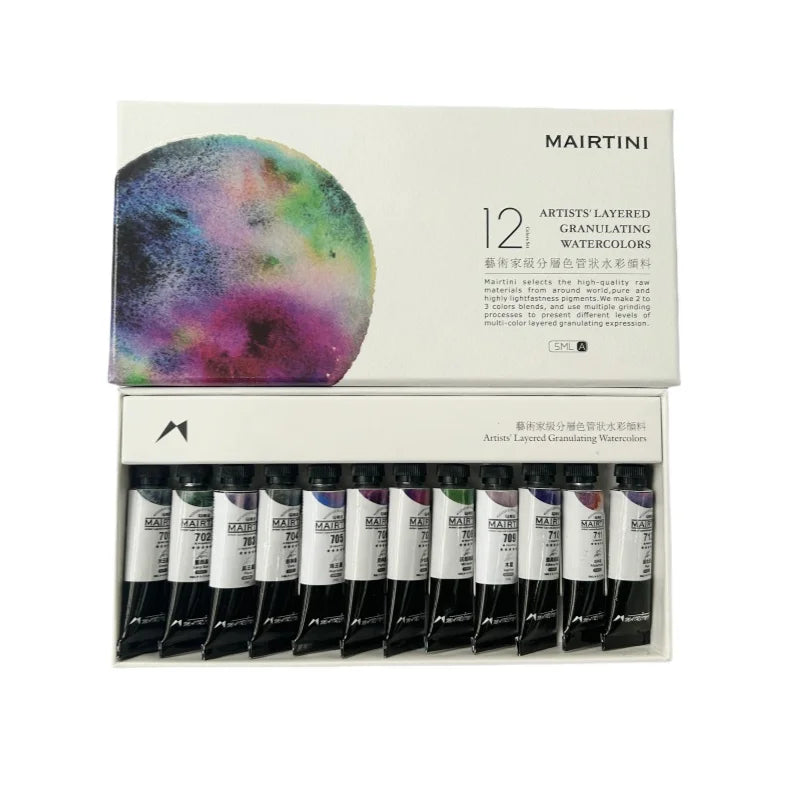 Mairtini New Planet Series Layered Color Watercolor Pigment Set 12 Colors 5ml Tube Precipitation Color Painting Art Supplies - Sun Studio