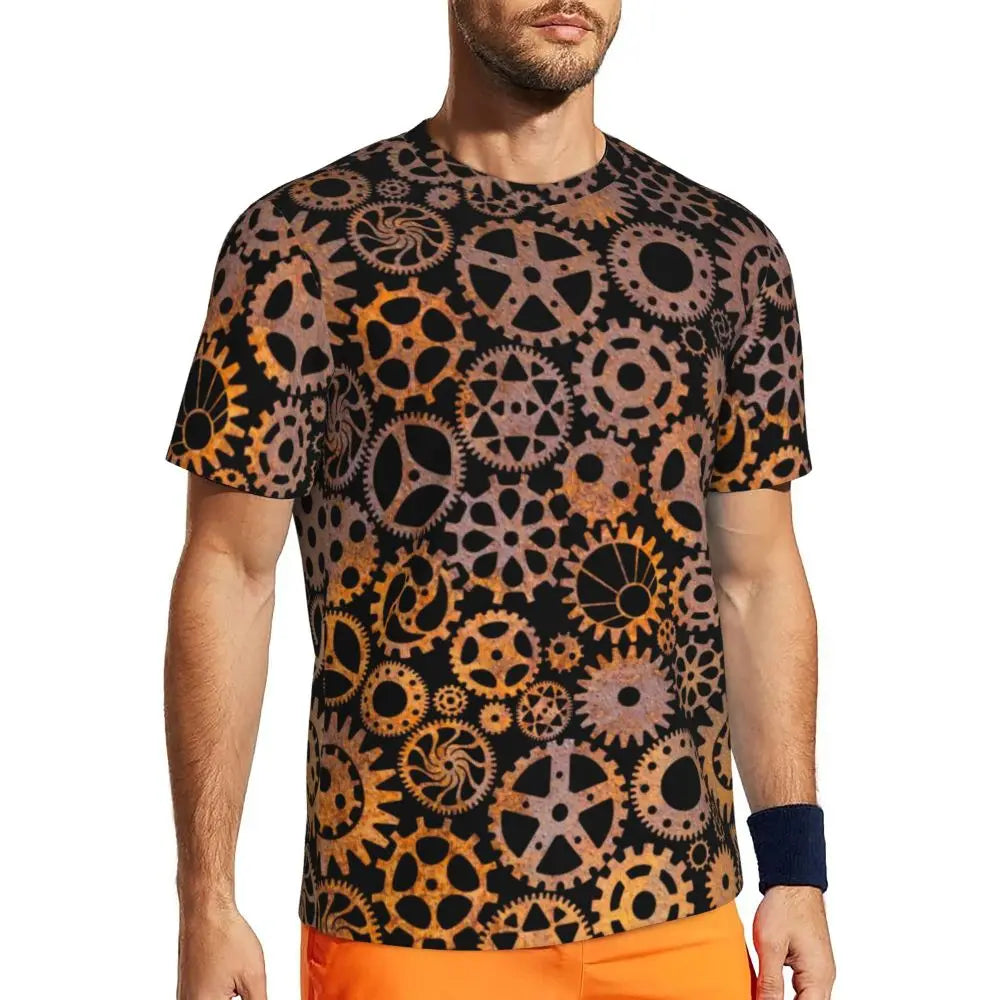 Gym T Shirt For Men Steampunk Design T-Shirts Fashion Wonderful Clockwork Vintage Summer Tees O Neck Streetwear Design Tops - Sun Studio