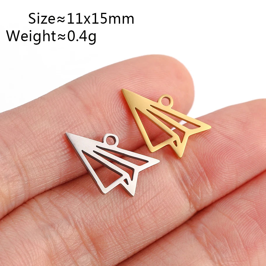 5Pcs Summer Hat/Lip Kiss/Swimsuit/Airplane Travel Charm  Stainless Steel Jewelry Making Craft DIY Bracelets Necklace Accessories - Sun Studio
