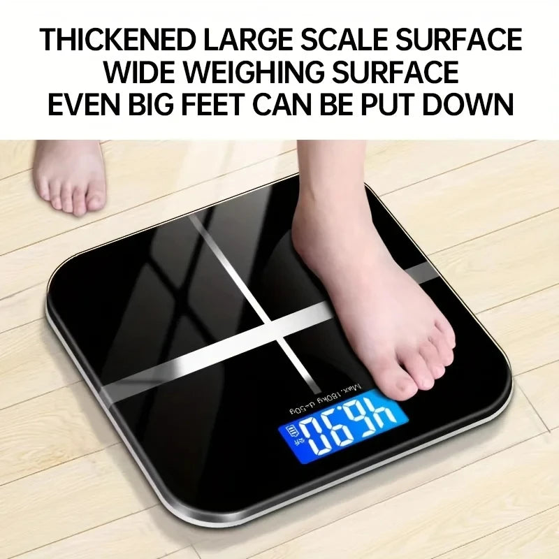 Digital Body Weight Scale – 400 lb/180kg Capacity, LCD Display, Ultra-Wide Platform, with Temp (°F) and USB Charging - Sun Studio