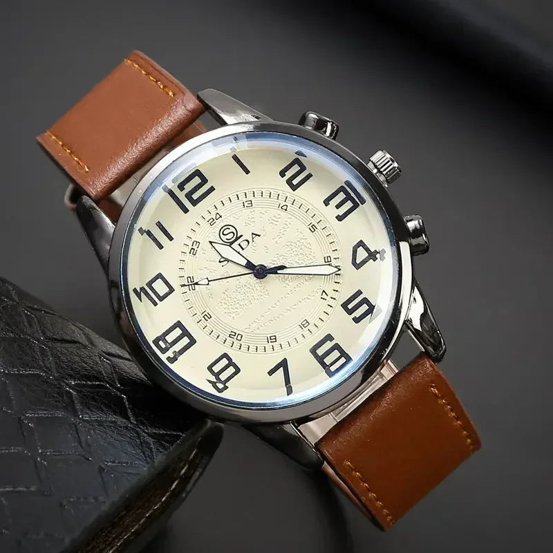 Vintage Men's Watches Sports PU Belt Watch Men's Fashion Trend Digital Student Watch Men's Quartz Watches Relogios Masculino - Sun Studio