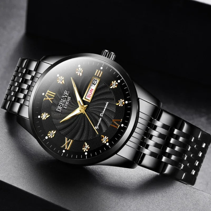 Men's Business Leisure Watch Steel Belt Calendar Night Light Quartz Watch - Sun Studio