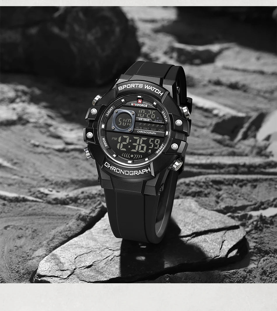 NAVIFORCE Men's Watches Multifunctional Gas phase Digital Display Silicone Strap Screen Boy's Electronic Sports Male Clock Gift - Sun Studio