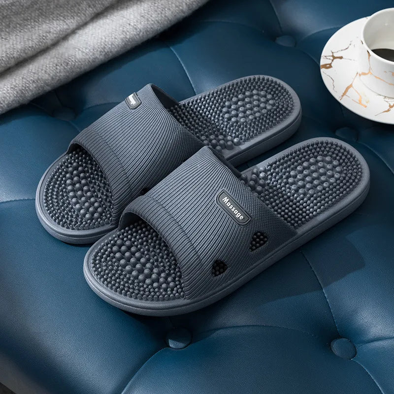 Femmes Hommes Chaussons de Massage des Pieds Intérieur Salle de Bain Antidérapants Doux Tongs Confort Plats Couples Maison Soulagement Pieds Santé Chaussures