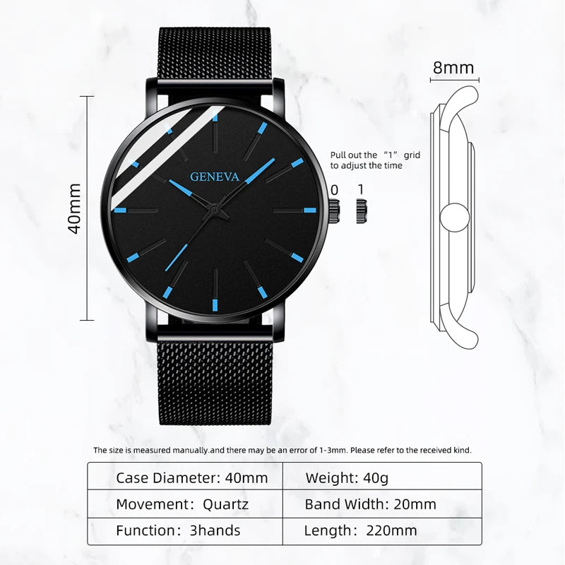 Minimalist Mens Fashion Ultra Thin Watches Simple Men Business Mesh Belt Quartz Wrist Watch Relogio Masculino - Sun Studio