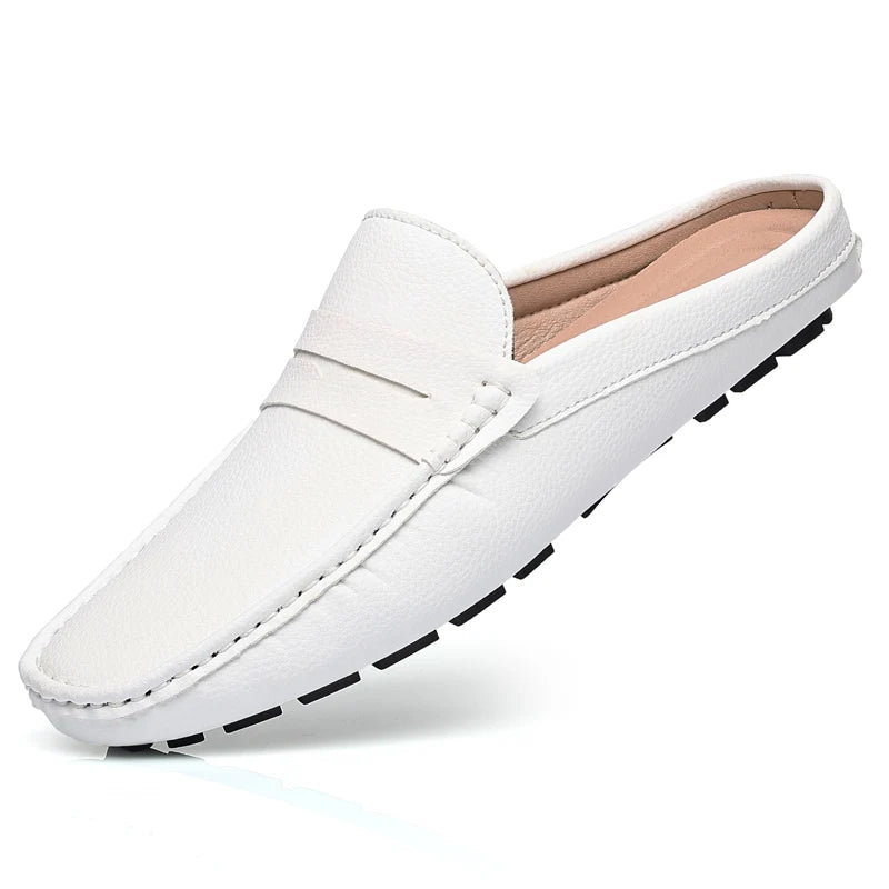 YRZL Loafers Summer Slip on Half Shoes for Men PU Leather Slippers Casual Breathable Comfy Loafers Moccasins Casual Shoes Men
