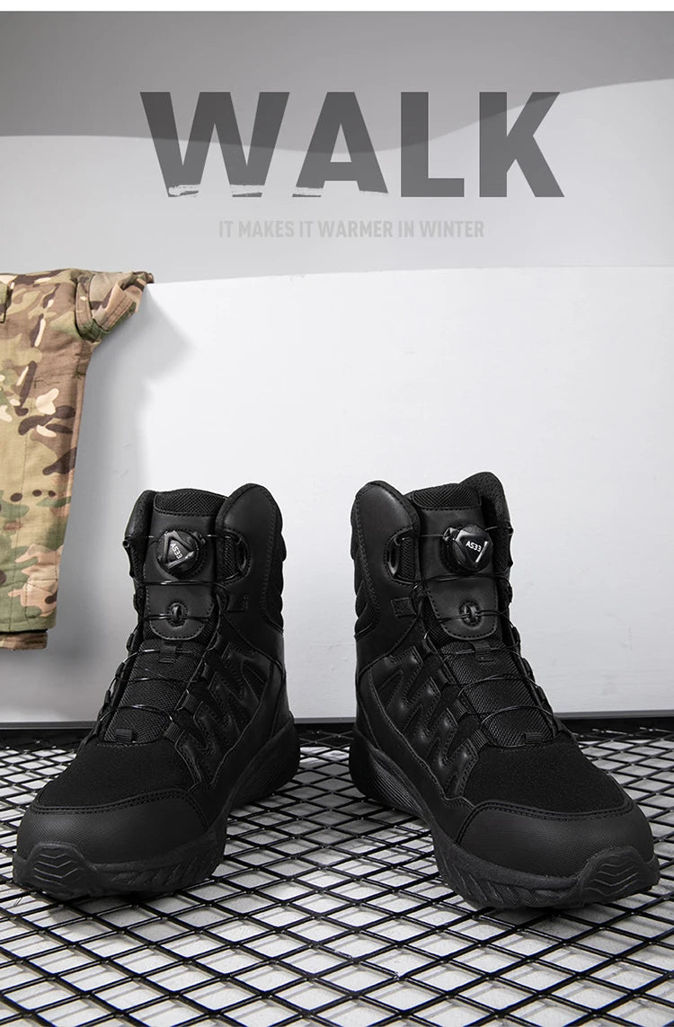 Large Outdoor Training Boots Men's Mountaineering Hiking Boots High Top Rotating Buckle Fashion Camouflage Sports Shoes - Sun Studio