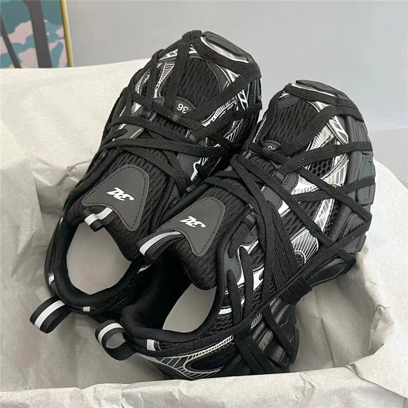 Large Size Casual Trainers Luxury Designer Unisex Shoes Chunky Heel Platform All Match Increasing Sport Runway Sneakers Female - Sun Studio