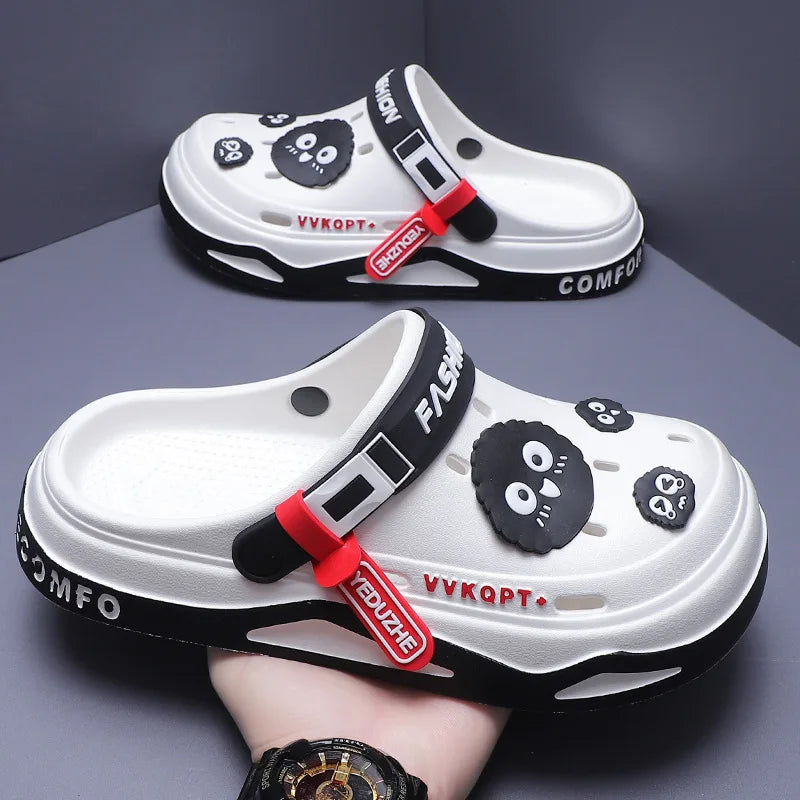 Summer new trend hole shoes outside wear cartoon fashion home home couples non-slip hole sandals beach Baotou slippers men's - Sun Studio