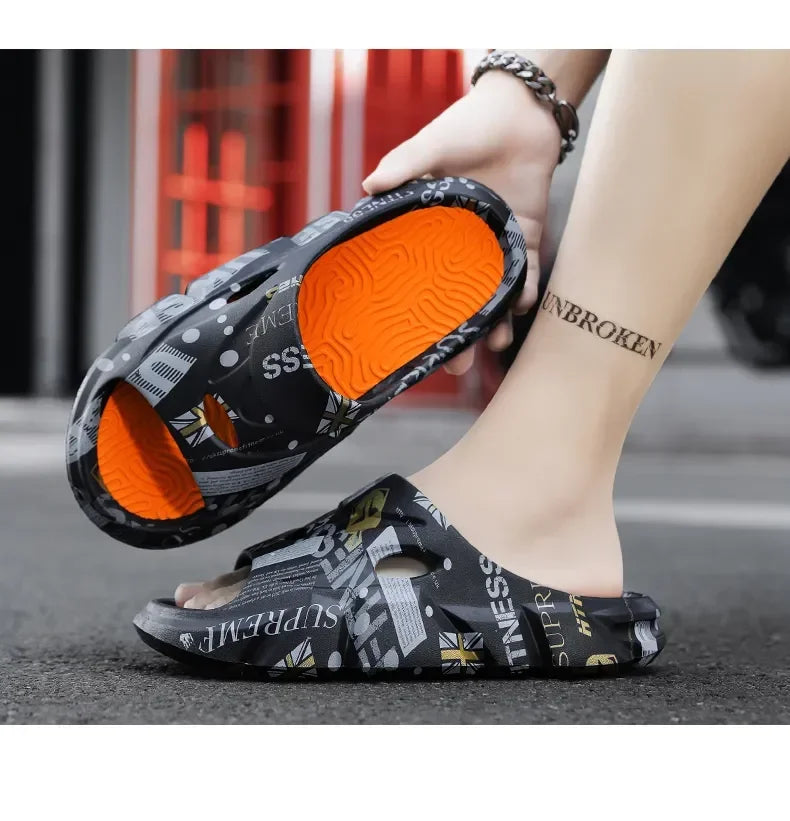 Original New Style Slippers Men's Sandals Summer Fashion Thick Bottom Anti-slip Slip-on Flip Flops Camouflage Beach Slides Shoes - Sun Studio