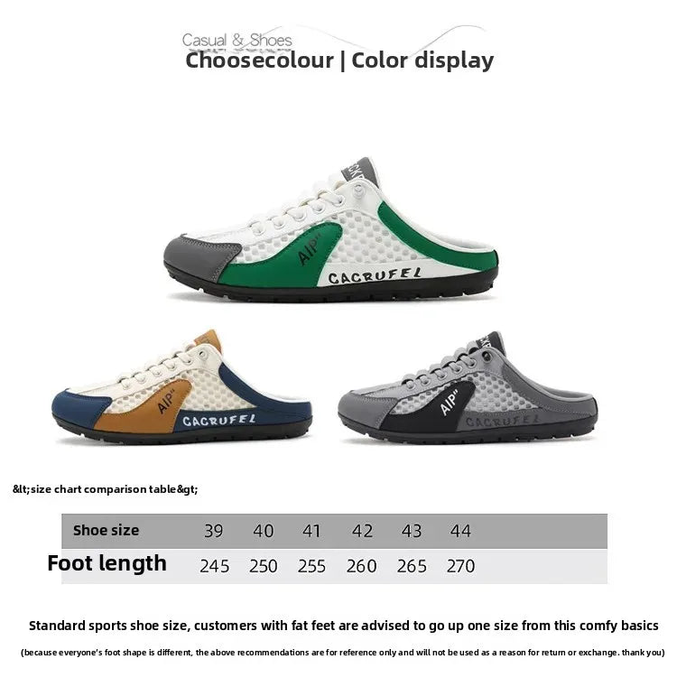 Men's Slip-On Lace-Up Casual Sports Shoes Breathable Mesh Unisex Spring Autumn Season Low Cut Flat Footwear Quick Easy Wear - Sun Studio