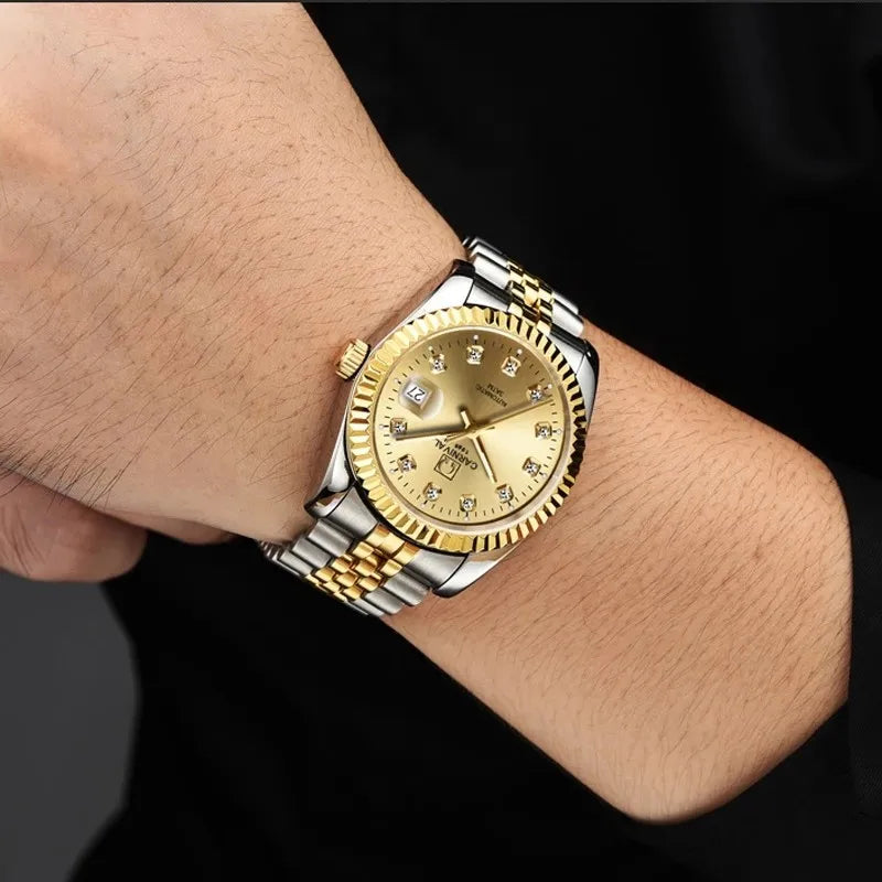 Switzerland CARNIVAL Luxury Brand Automatic Mechanical Women's Watches Sapphire 18K Gold Diamond Waterproof Luminous Clock C8205 - Sun Studio