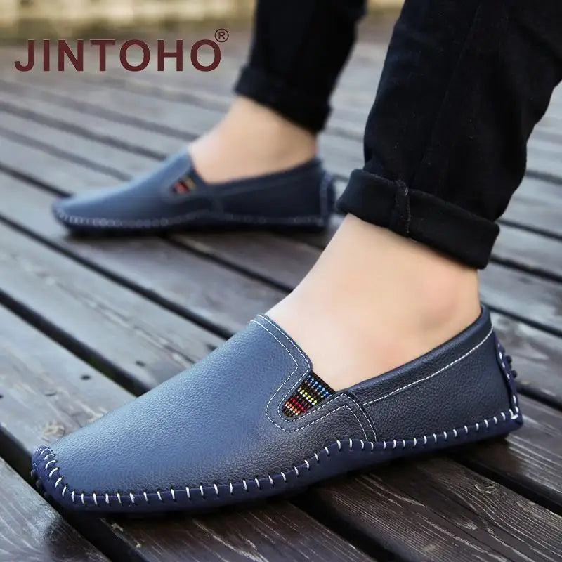 JINTOHO Big Size Men Genuine Leather Shoes Slip On Black Shoes Real Leather Loafers Mens Moccasins Shoes Italian Designer Shoes - Sun Studio