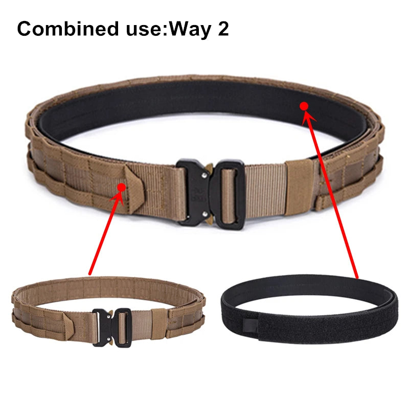 3 in 1 Battle Belt Waist Band, Quick Release 1.75" MOLLE Belt with Inner and Anti-Slip Pad- Heavy Duty Battle Belts - Sun Studio