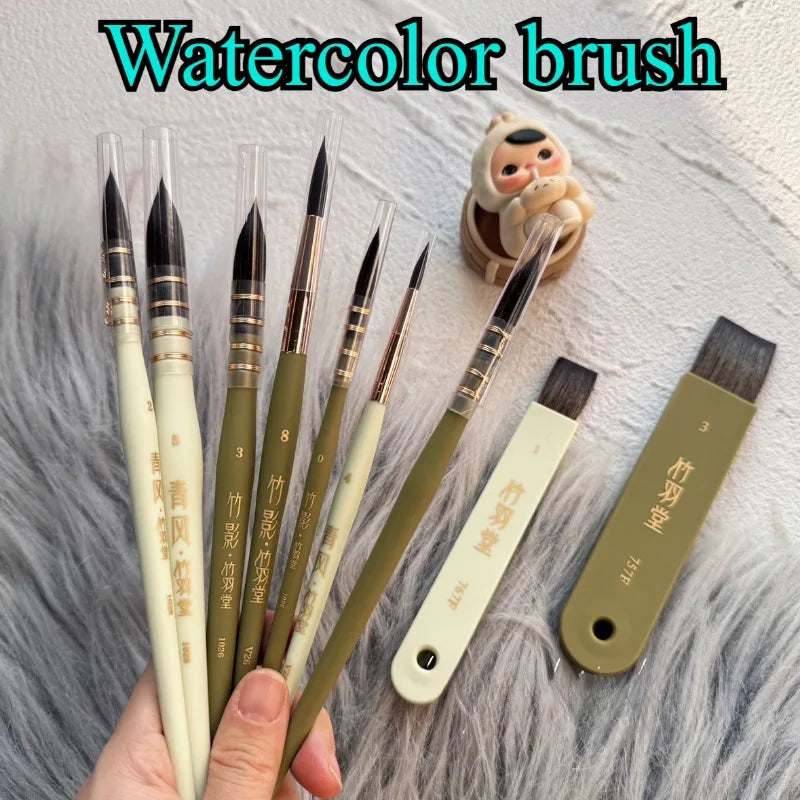 Bionic Natural Squirrel Hair Watercolor Painting Brush Hand-painted Illustration Details Painting Hook Line Art Paint Brushes - Sun Studio