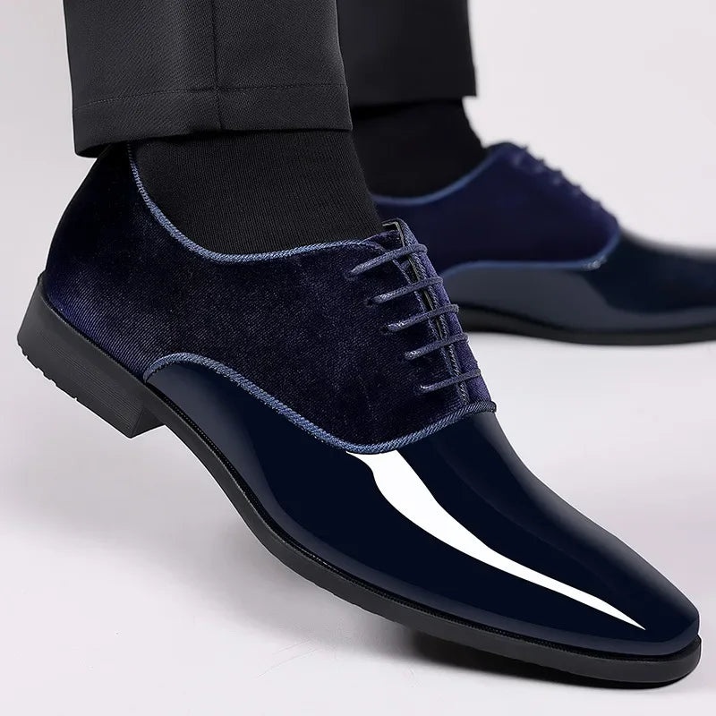 New Oxford Men's Pointed Toe Dress  Luxury Lacquer Wedding Shoes Classic Derby Shoes 2023 Leather Shoes Size 38-50 - Sun Studio