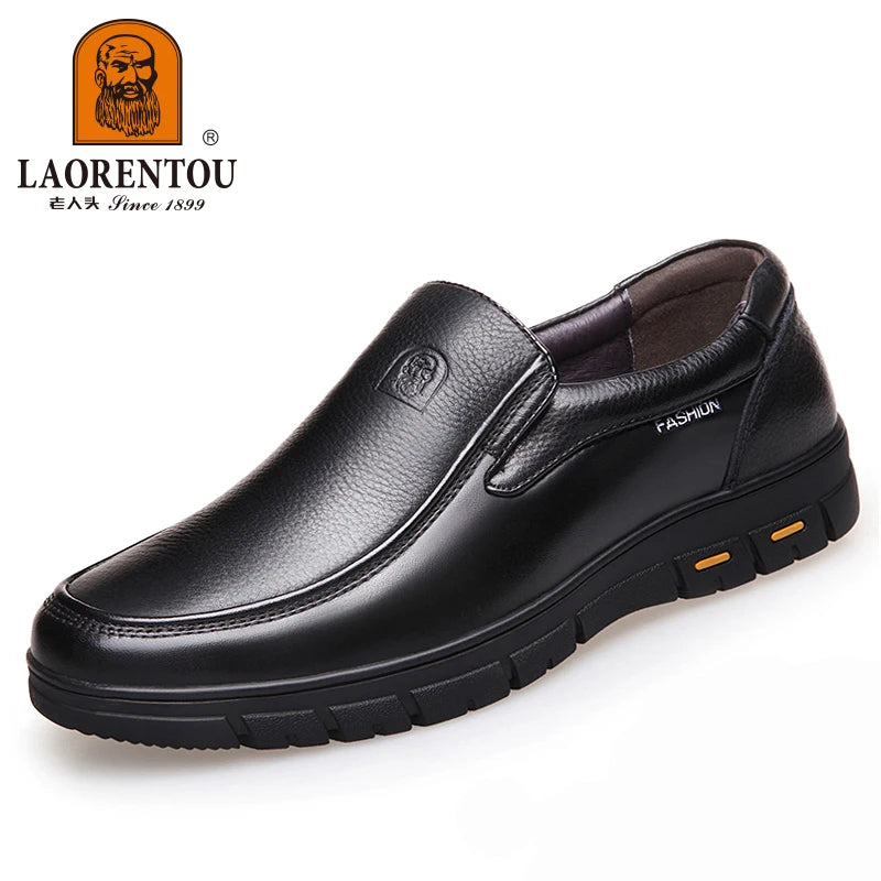 LAORENTOU genuine leather thick soled casual leather shoes for middle-aged and elderly fathers, oversized business shoes 66736 - Sun Studio