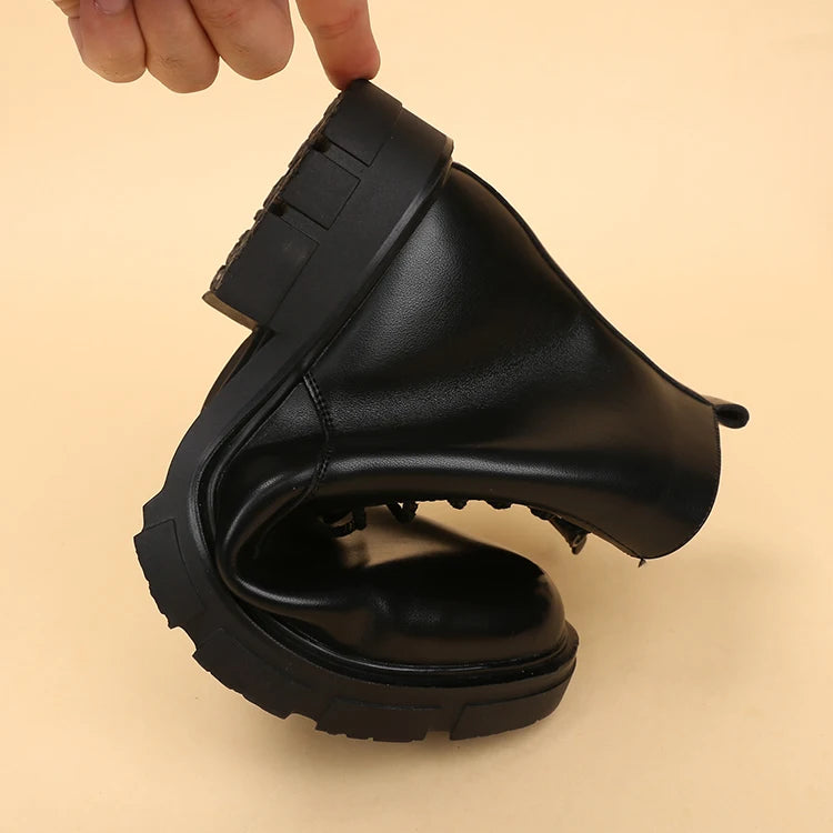 men's casual autumn winter boots lace-up original leather shoes tooling work boot outdoors cowboy platform ankle botas masculina - Sun Studio