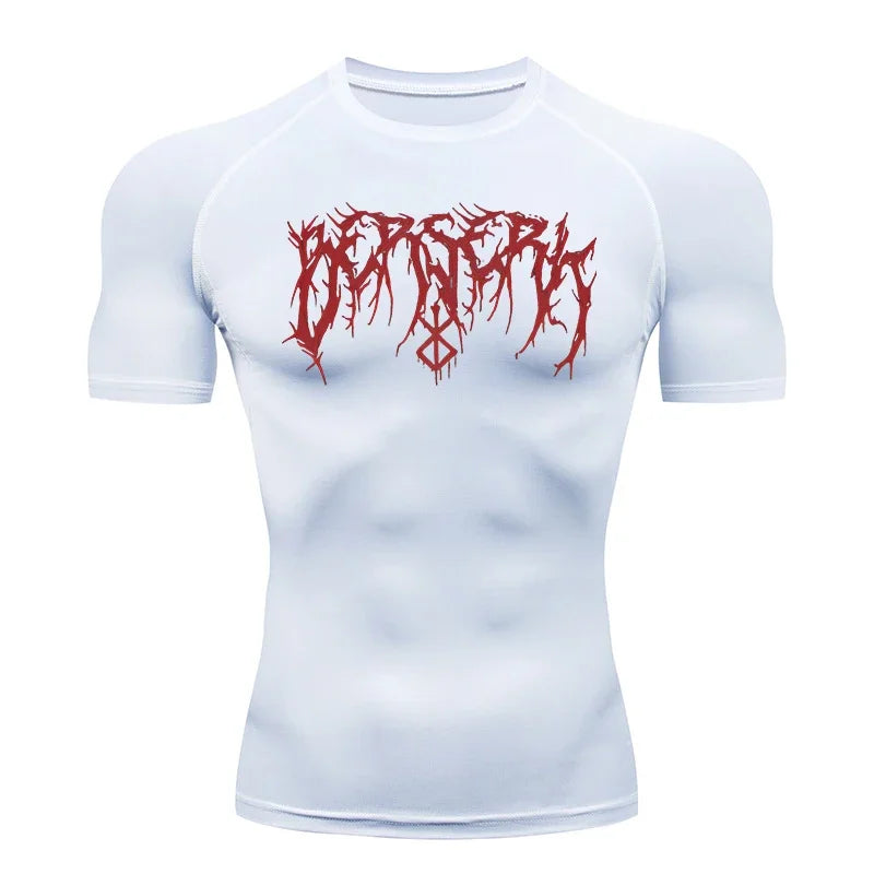 Fitness Workout Rash Guard für Männer athletische schnell trocknende Kompressionsshirts Berserk Druck T-Shirts Tops Unterhemden Baselayers