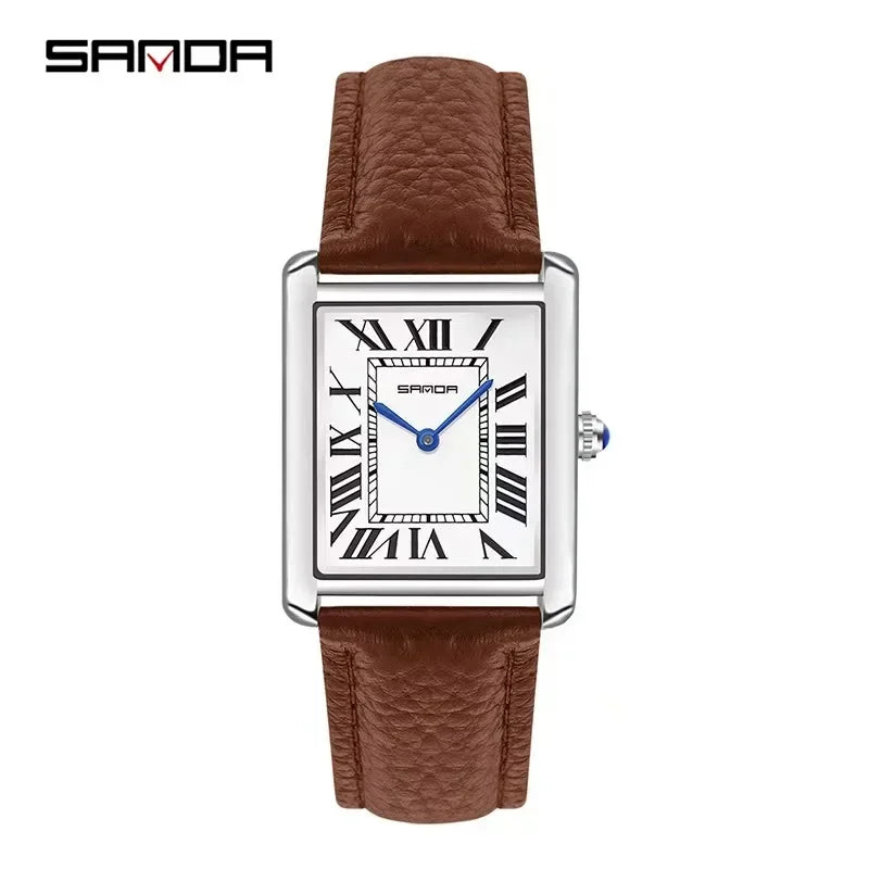 SANDA 9031/1108 Luxury Couple Quartz Watches for Men & Women, Waterproof Sport Casual Watch, Scratch Resistant Leather Strap - Sun Studio